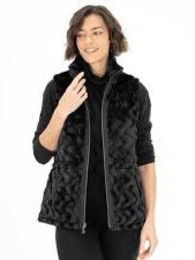 Teezher Black Faux Fur Reversible Vest | Size M